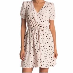 New Betsey Johnson Blush Pink Polka Dot Dress Tie Waist Sz 8